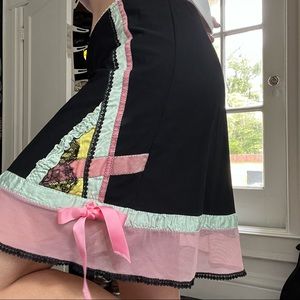 vintage silk mini skirt with lace